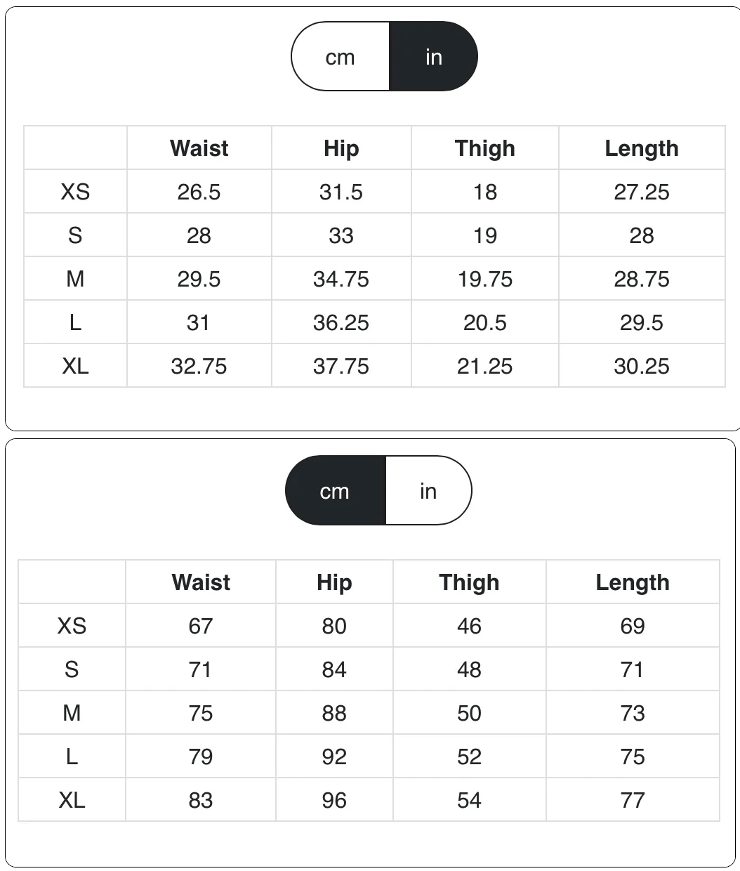 ARMATEQ Lined Competition Breech size chart